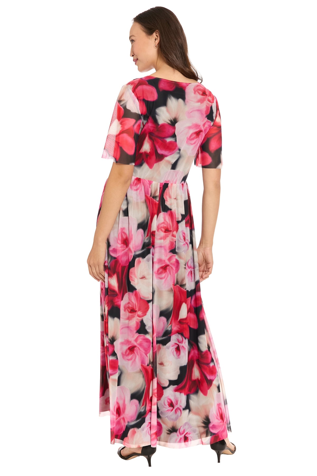 Leila Smocked Waist Mesh Maxi in Rose Toss