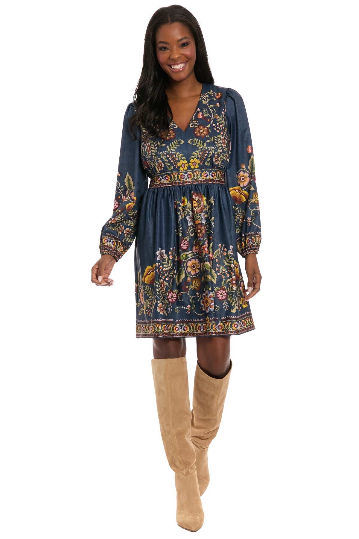 Tate Petite Knee-Length Long Sleeve Dress