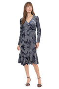 Marlise Shimmering Velvet Faux Wrap Dress - FINAL SALE