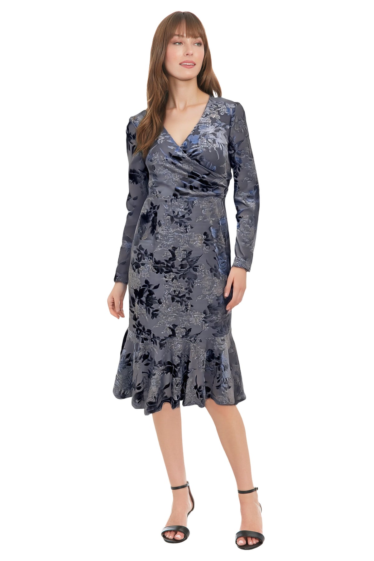 Marlise Shimmering Velvet Faux Wrap Dress - FINAL SALE