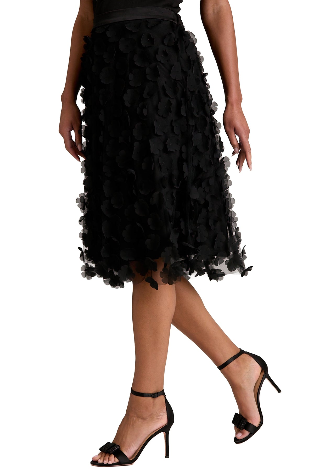 Tudor 3D Mesh Flower Midi Skirt skirt