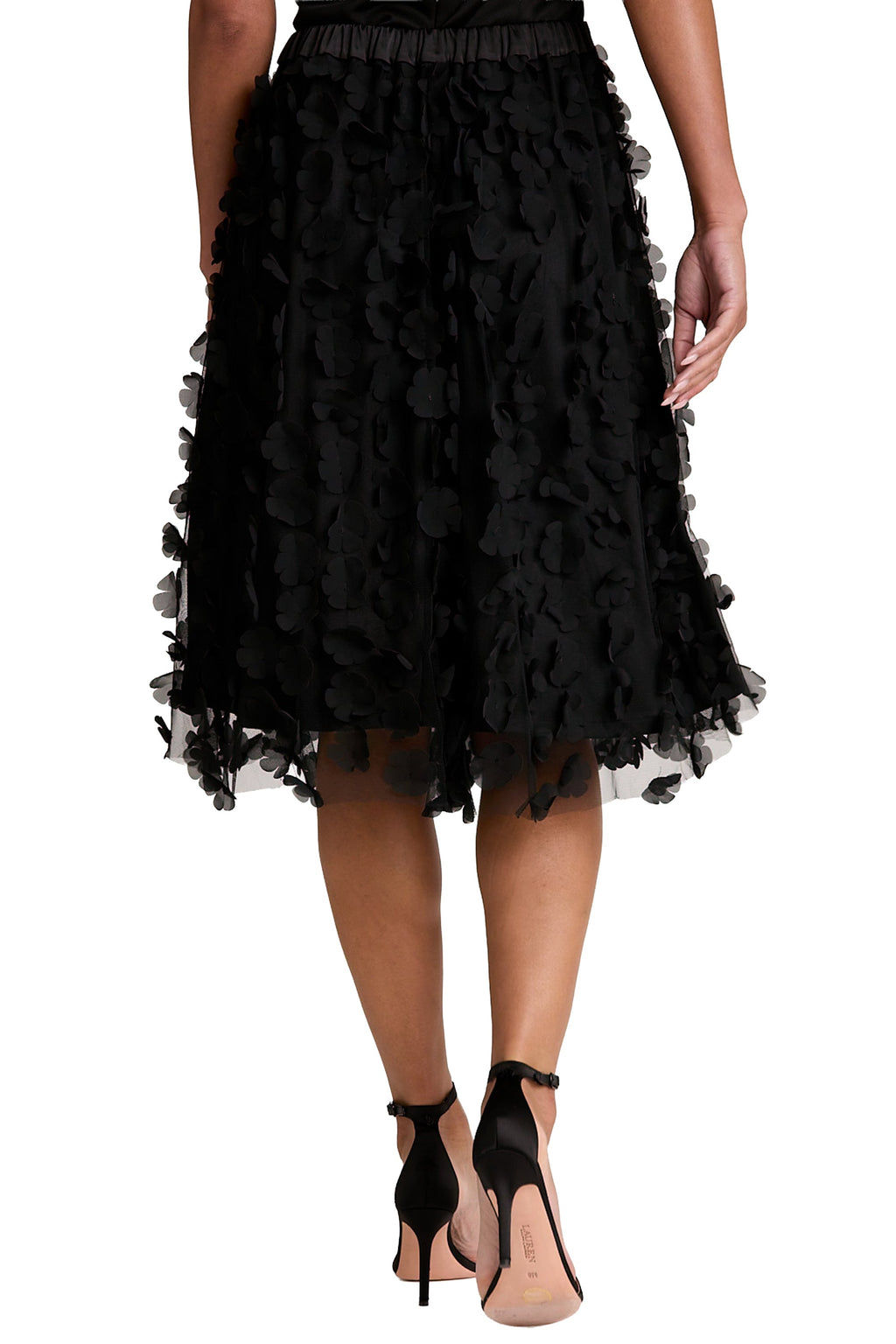 Tudor 3D Mesh Flower Midi Skirt skirt