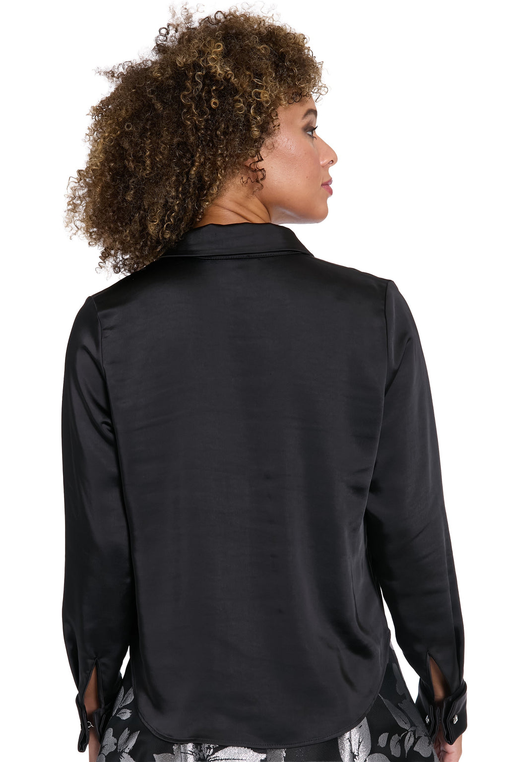 Roosevelt Curve Jeweled Placket Long Sleeve Top