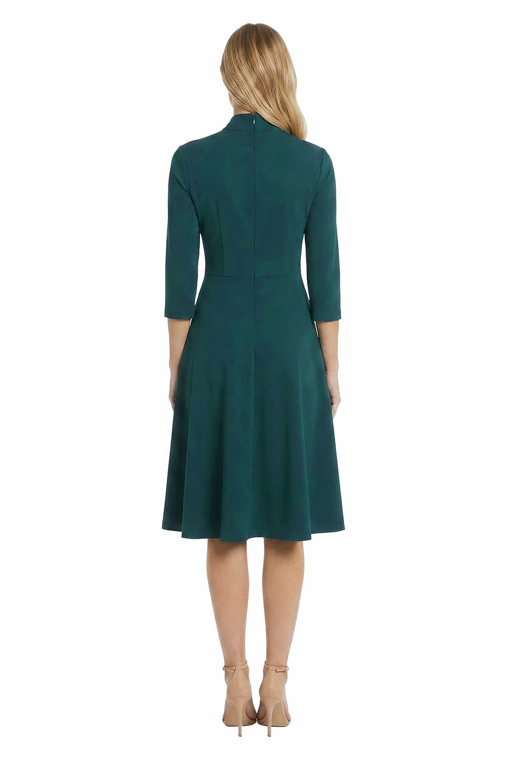 Theodora Twist Neck Fit-and-Flare Dress