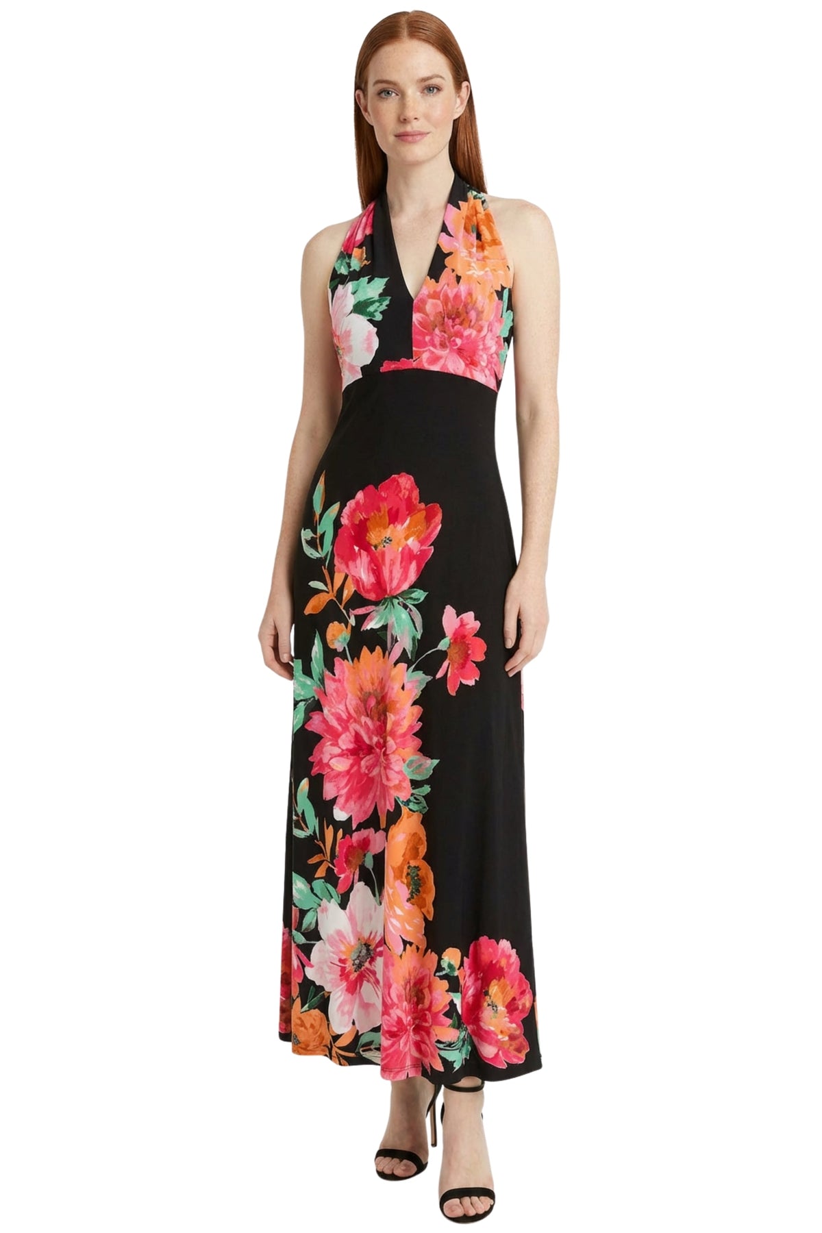 Zarina Petite Halter V-Neck Maxi Dress