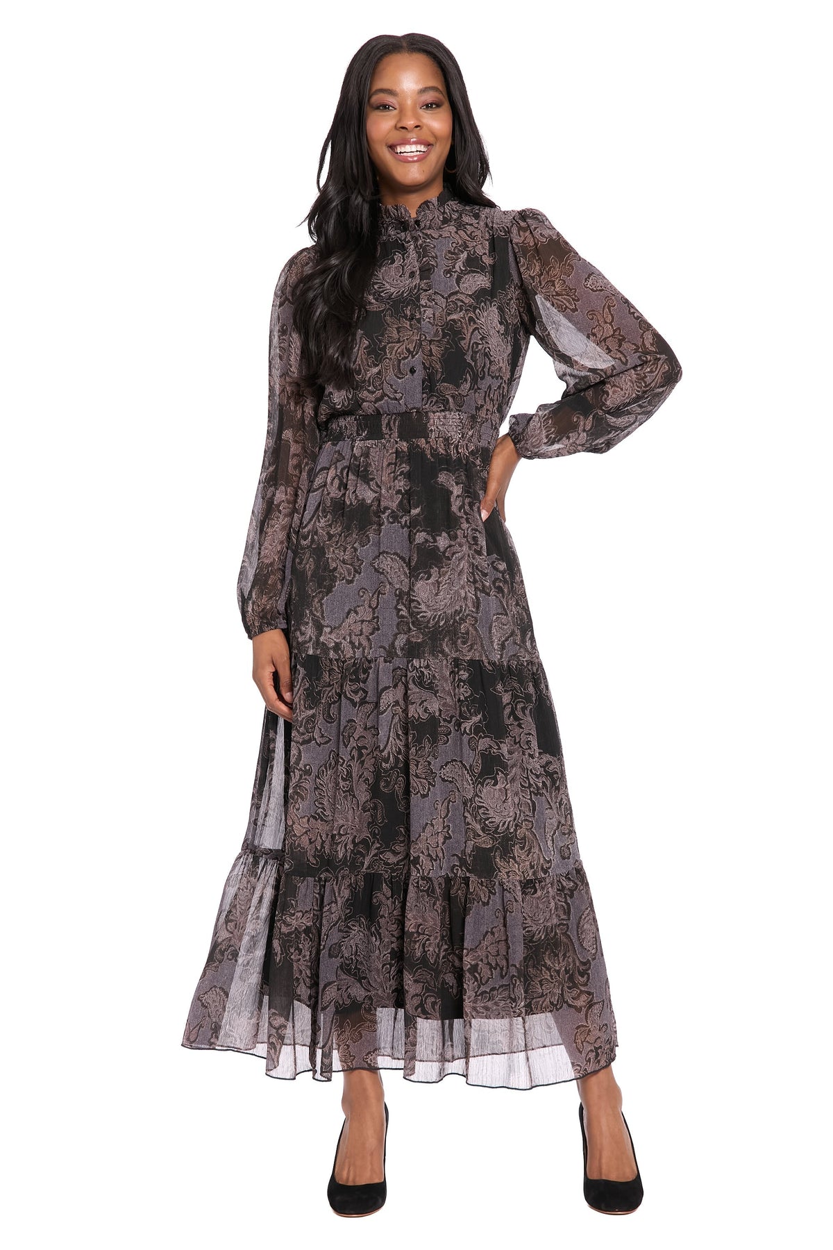 Lettie Ruffle Neck Tiered Maxi - FINAL SALE