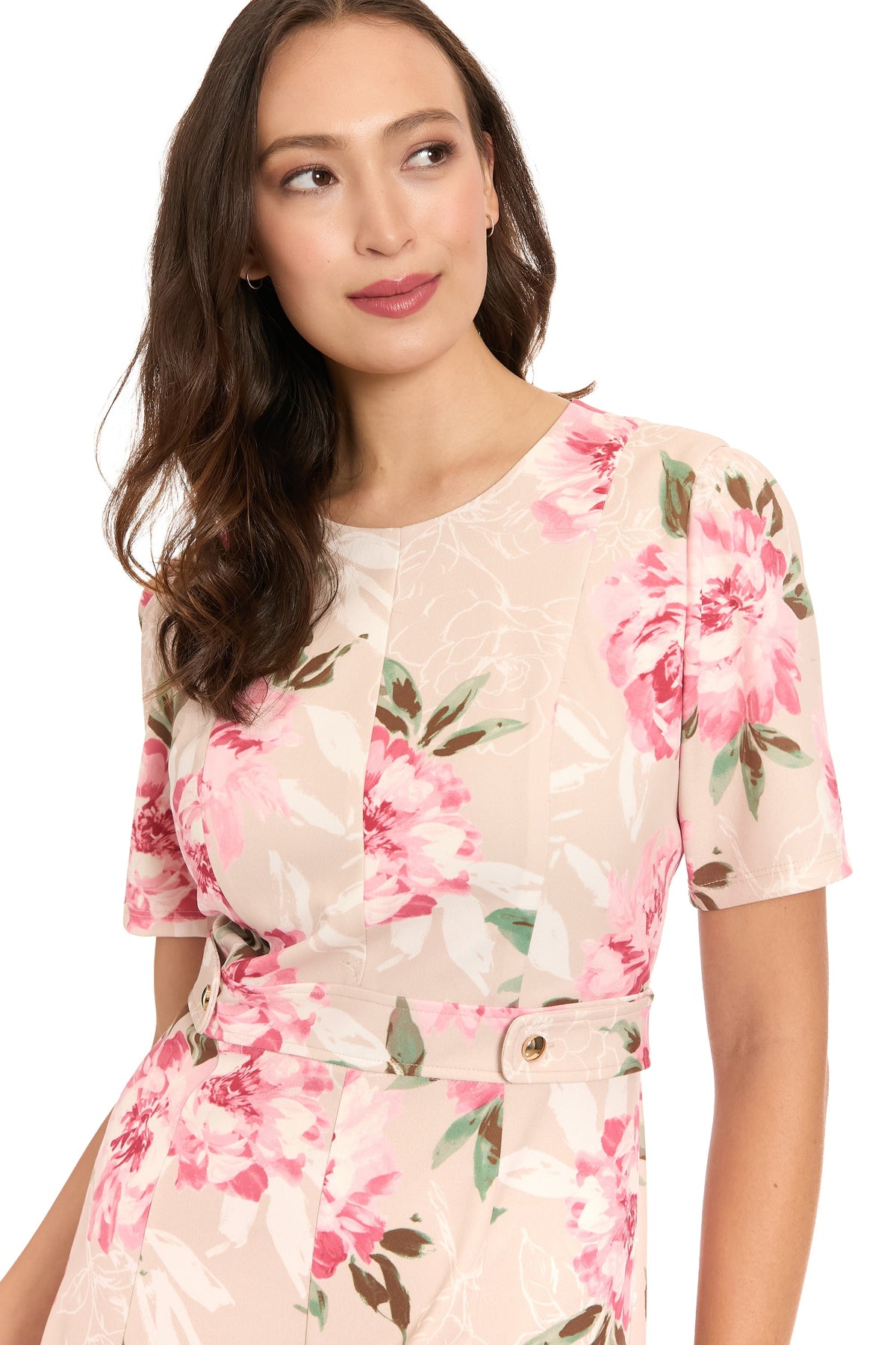 Quill Side Tab Fit & Flare in Outlined Roses - FINAL SALE