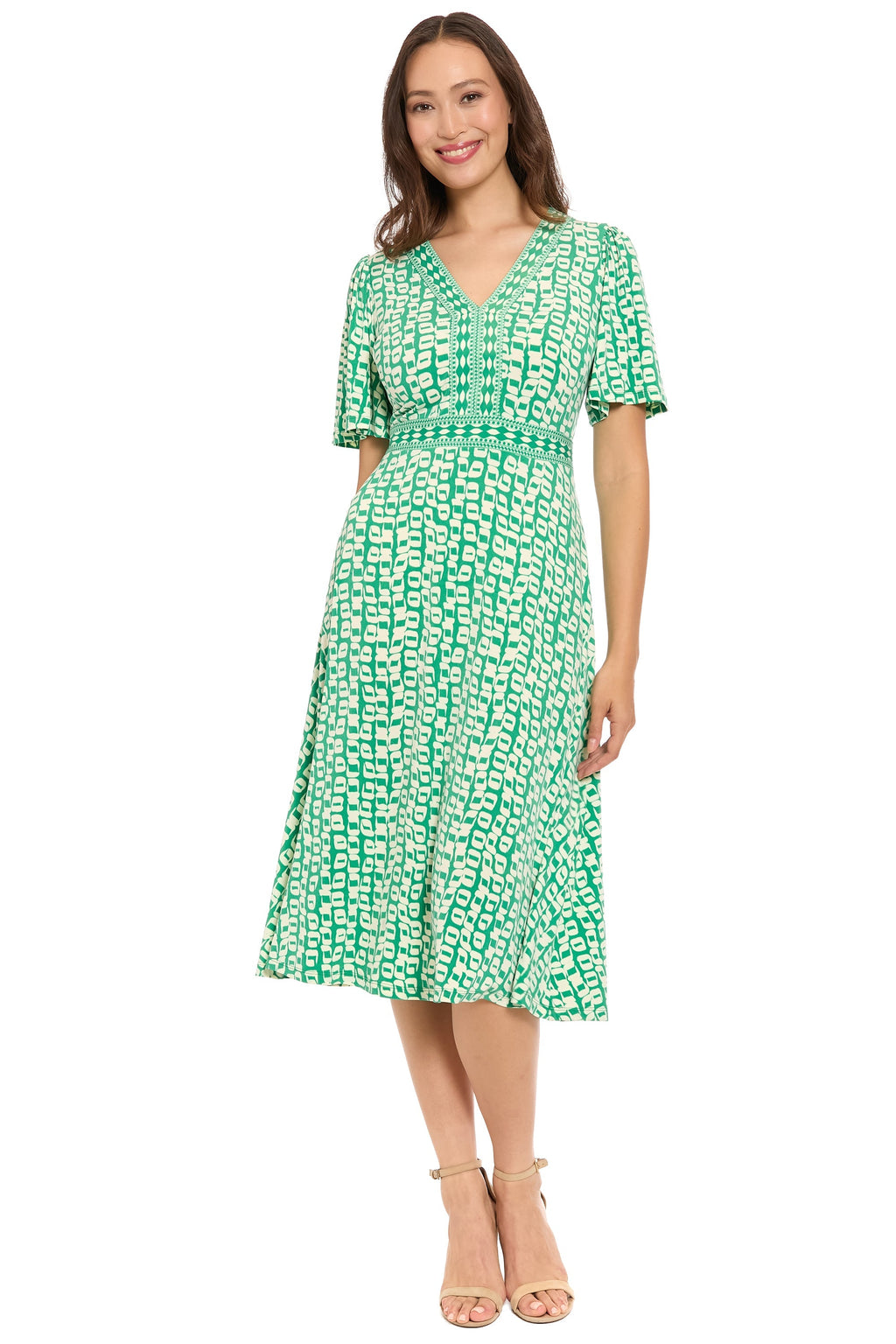 McKay Short Sleeve Fit & Flare Midi