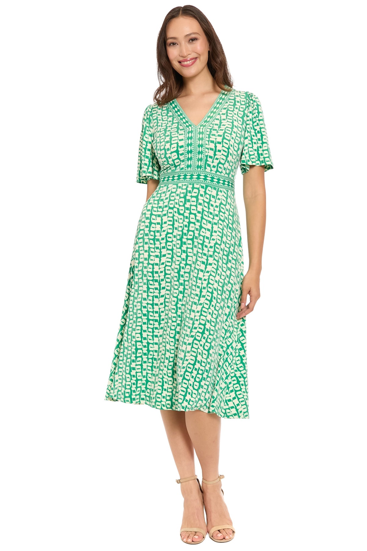 McKay Short Sleeve Fit & Flare Midi