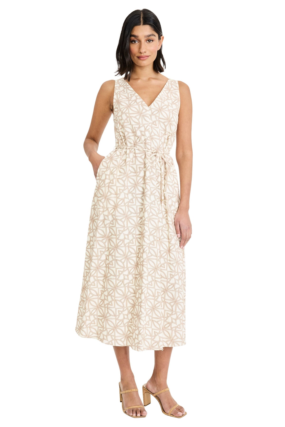 Porsha Linen Sleeveless Tie Sash Midi - FINAL SALE