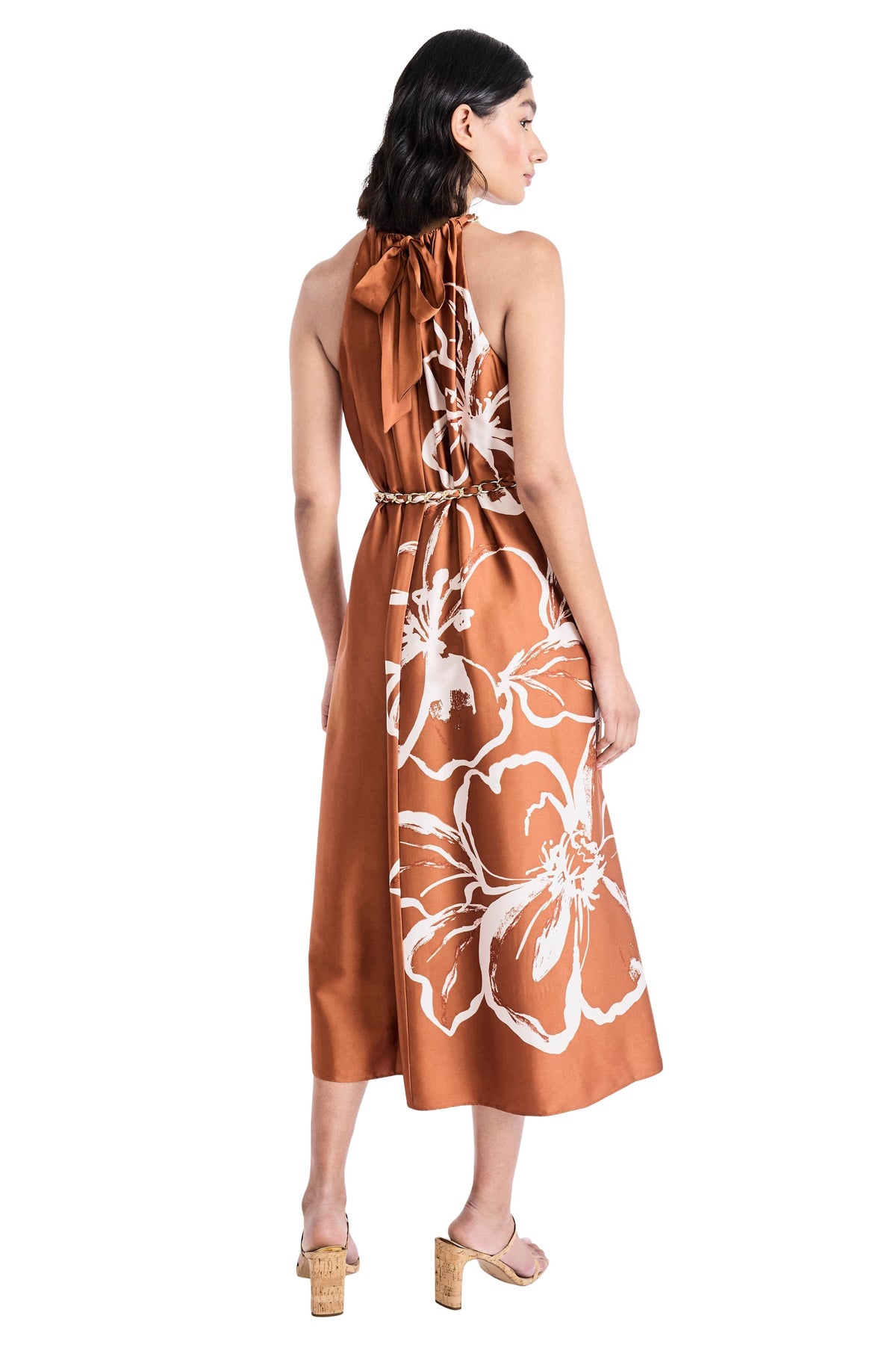 Rhianna Gold Chain Halter Dress