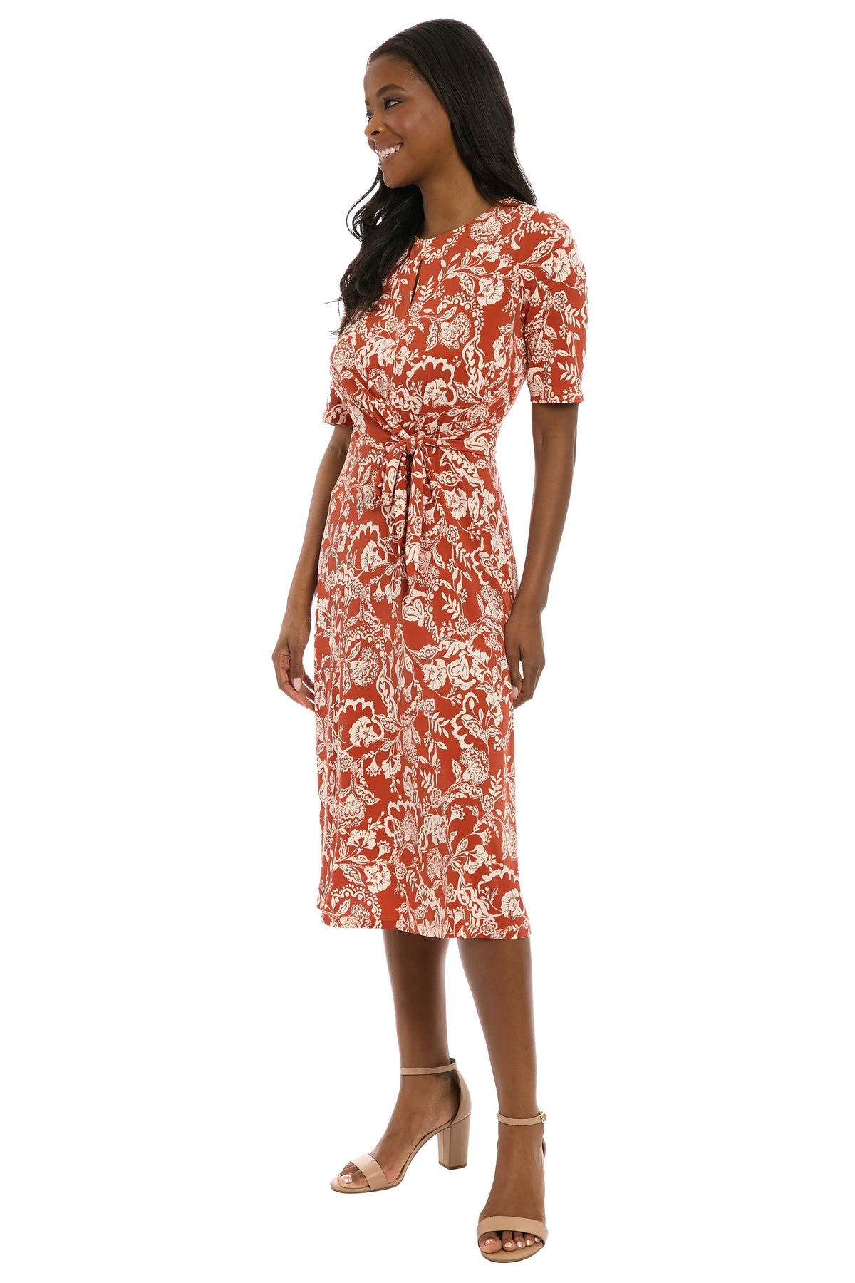 Revel Elbow Sleeve Midi in Graphic Provencal