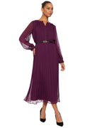 Tamsen Chiffon Pleated Shirtdress in Solid