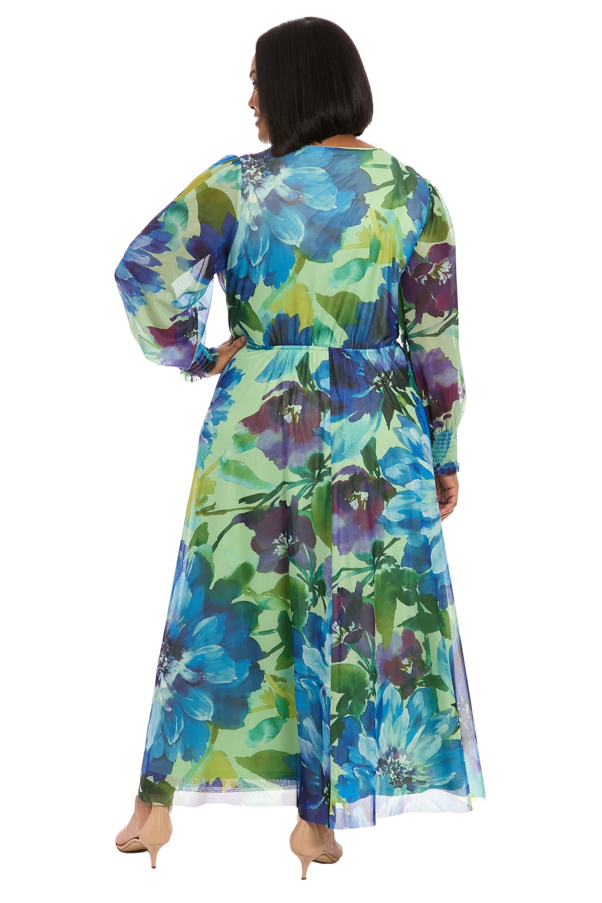 Ruth Long Bishop Sleeve Maxi in Majestic Garden