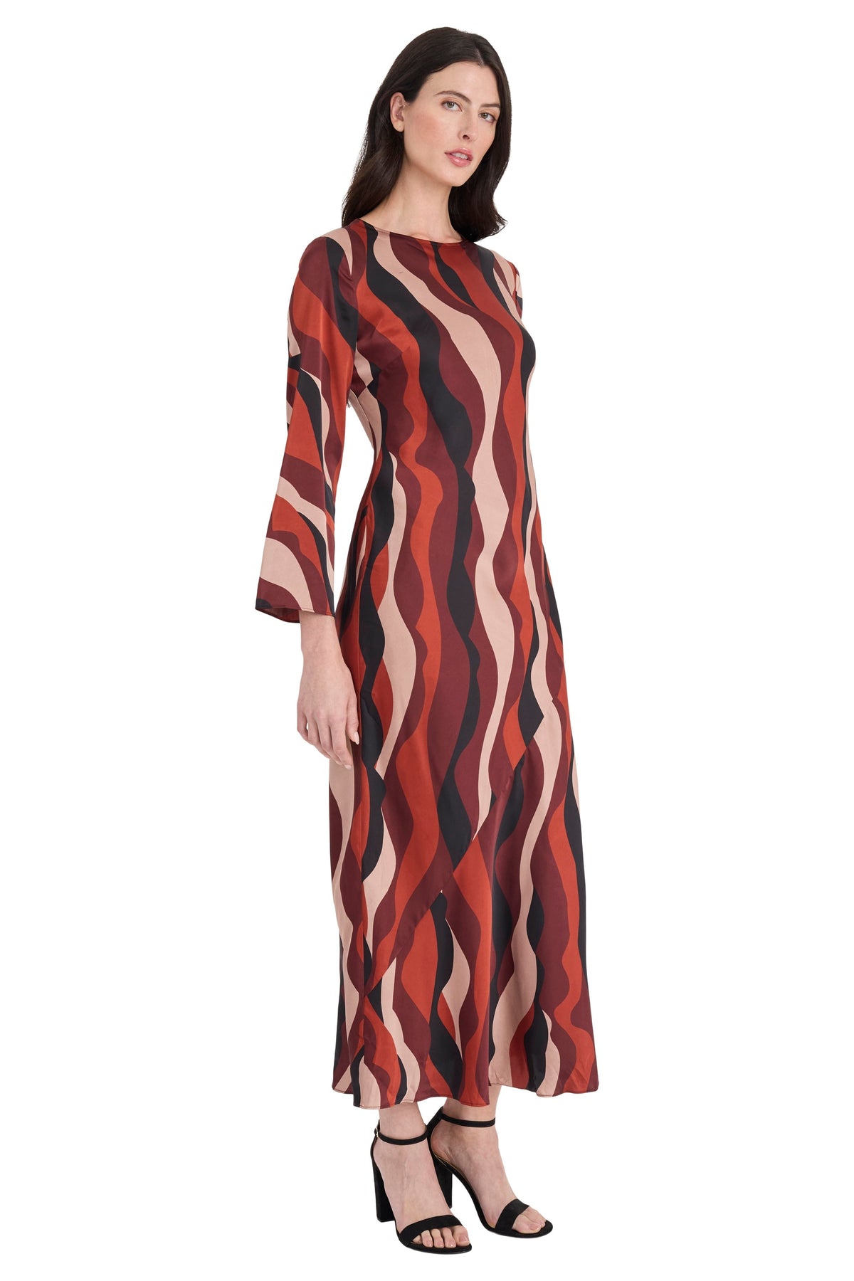 Moira Diagonal Wave Tie Back Midi Dress - FINAL SALE
