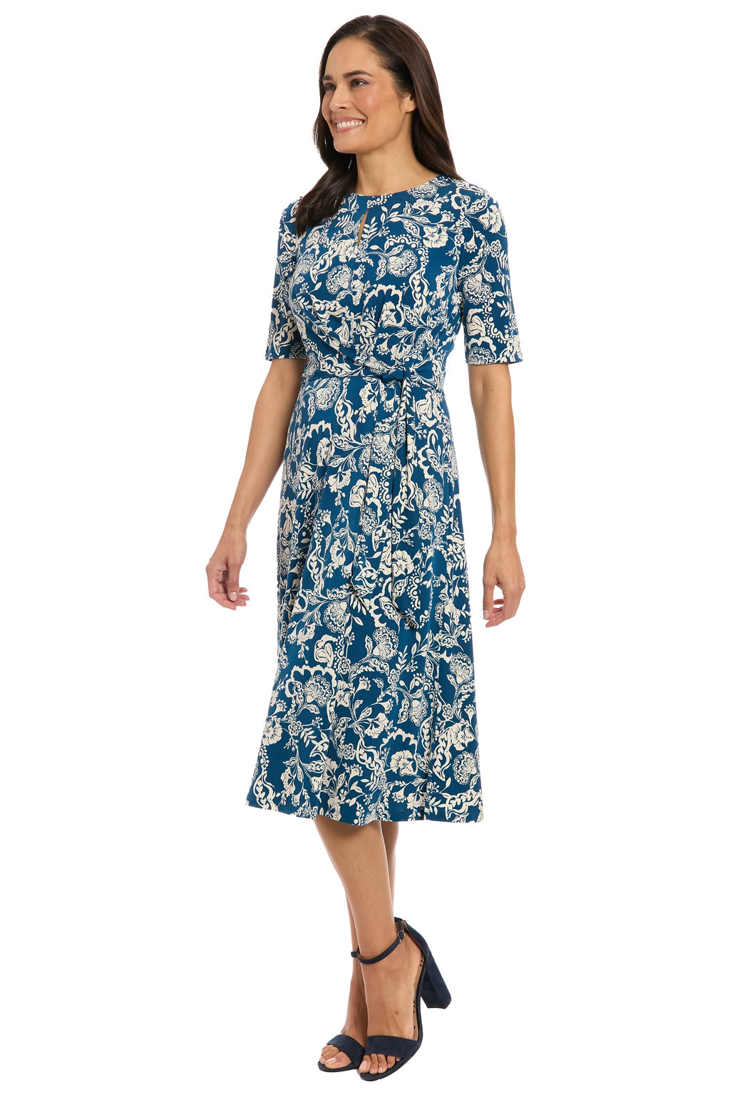Revel Elbow Sleeve Midi in Graphic Provencal