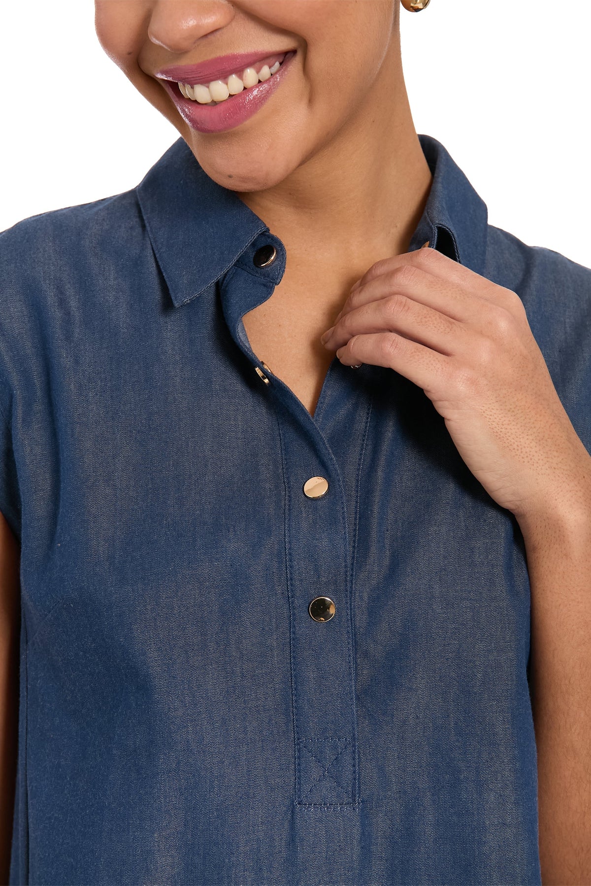 Tessa Cotton Denim Collared Sleeveless Dress