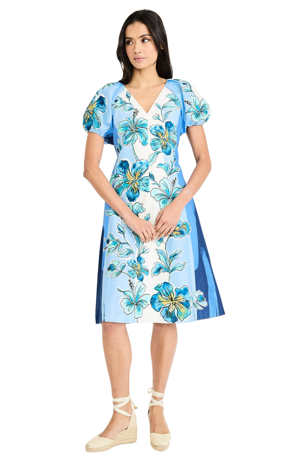 Mariel Puff Sleeve Midi in Bayside Blooming - FINAL SALE