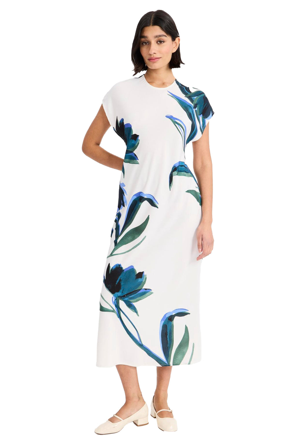 Sable Cap Sleeve Midi in Lotus Vine