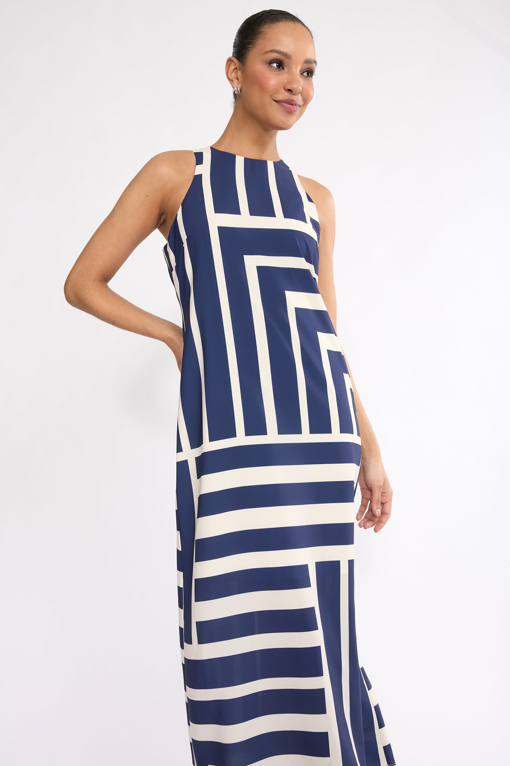 Quincy Midi Shift Dress in Intersection Stripes