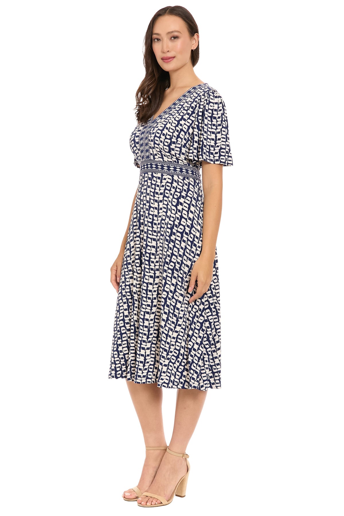 McKay Short Sleeve Fit & Flare Midi