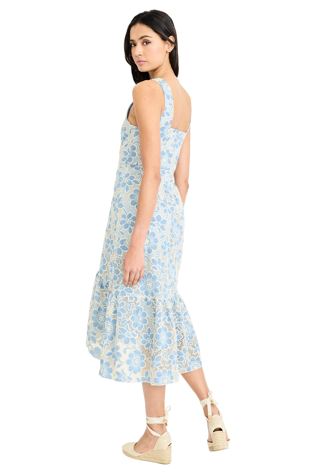 Margarita Floral Lace Tiered Midi Dress