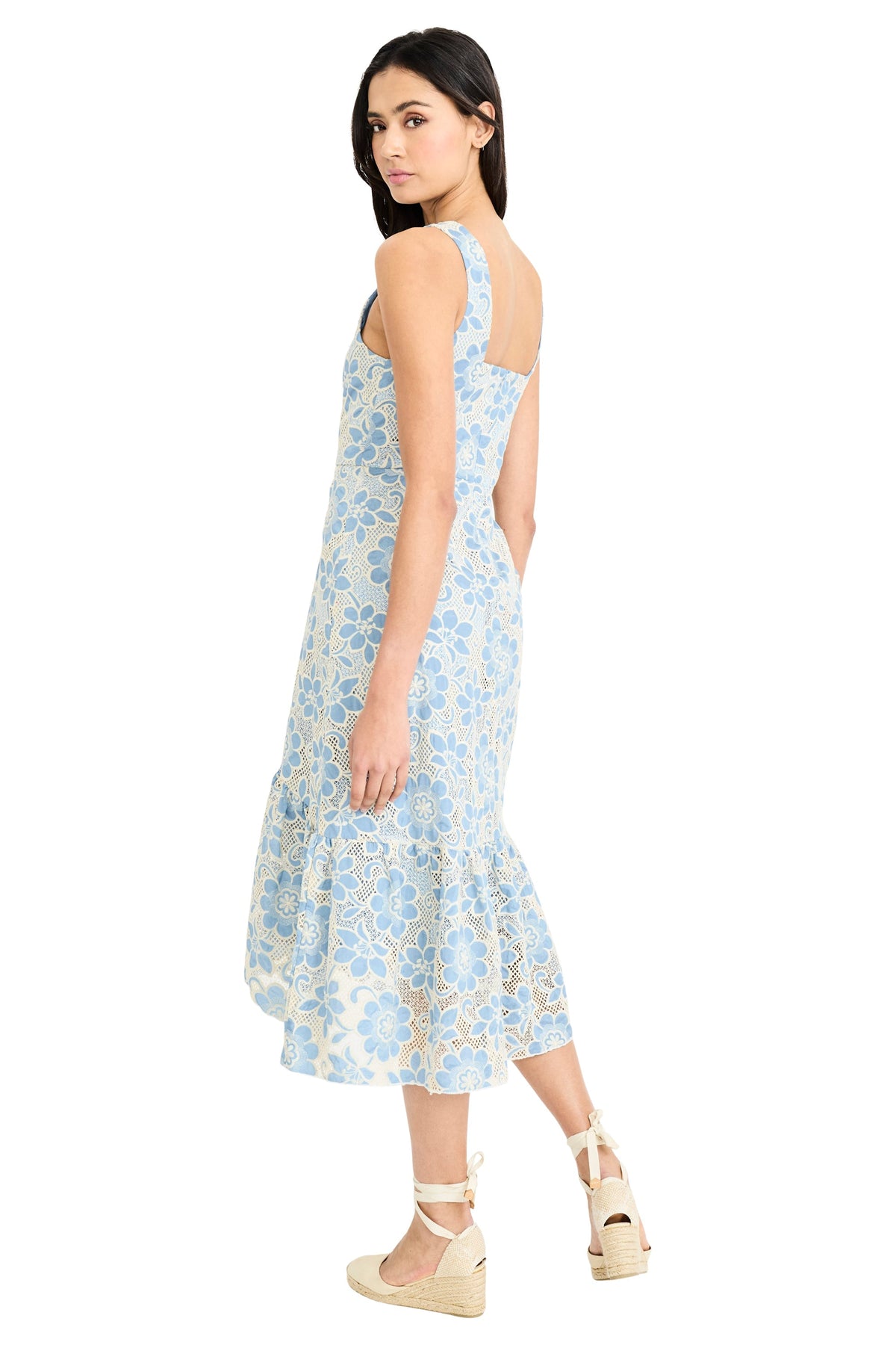 Margarita Floral Lace Tiered Midi Dress