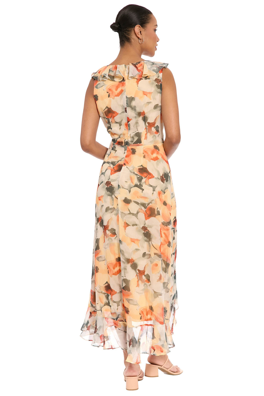 Rosie Side Tie Ruffle Dress in Blurred Poppy