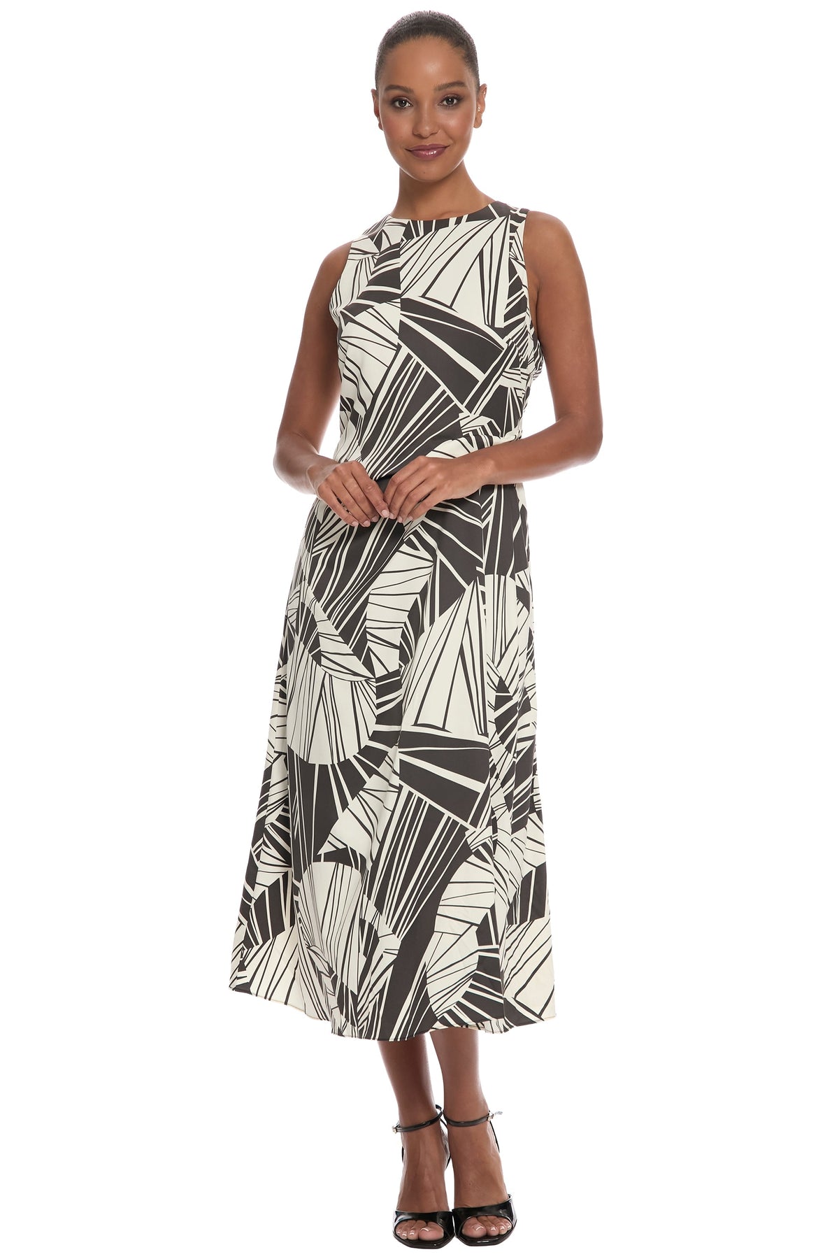 Renatta Sleeveless Midi in Block Ink Geo