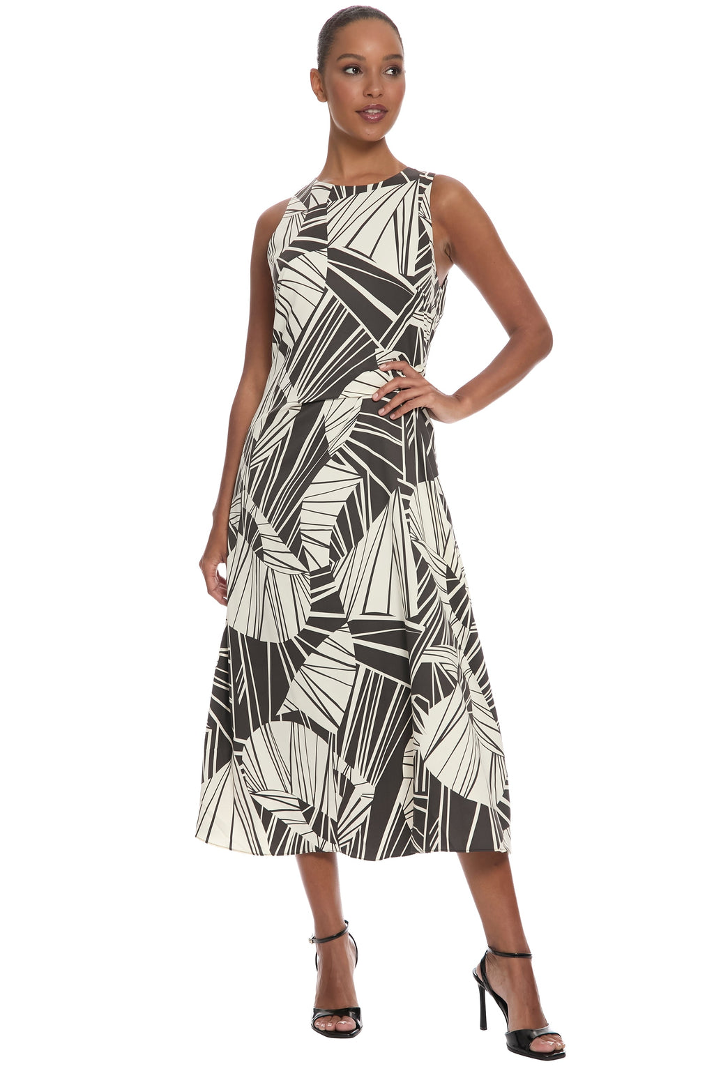 Renatta Sleeveless Midi in Block Ink Geo