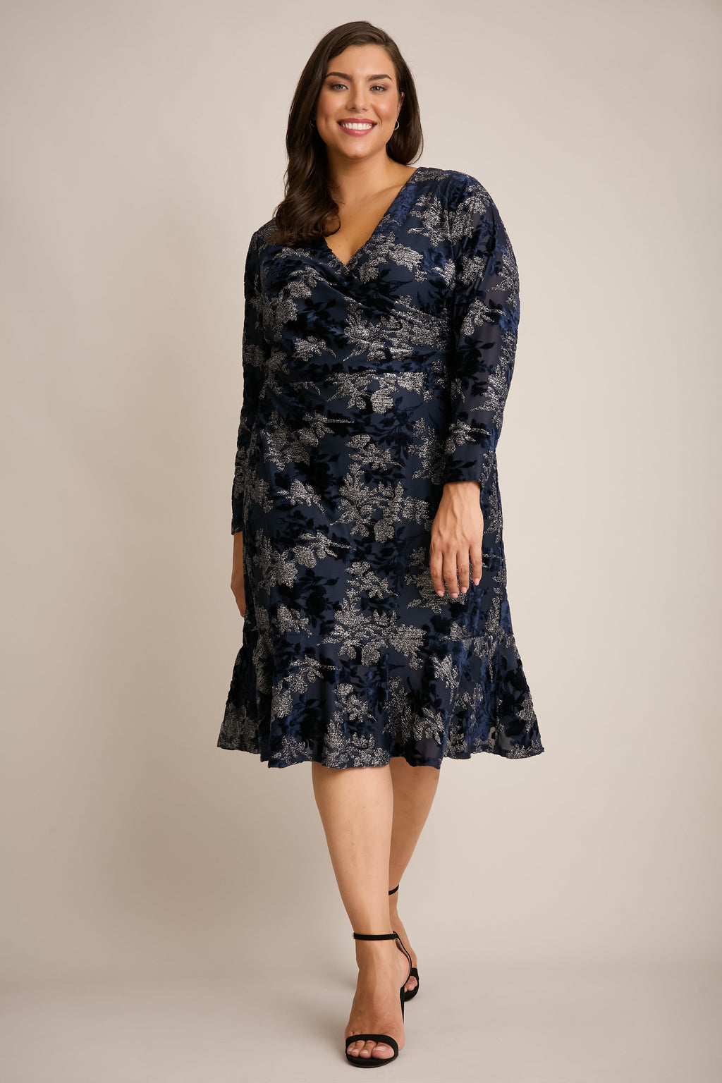 Marlise Shimmering Velvet Faux Wrap Dress - FINAL SALE