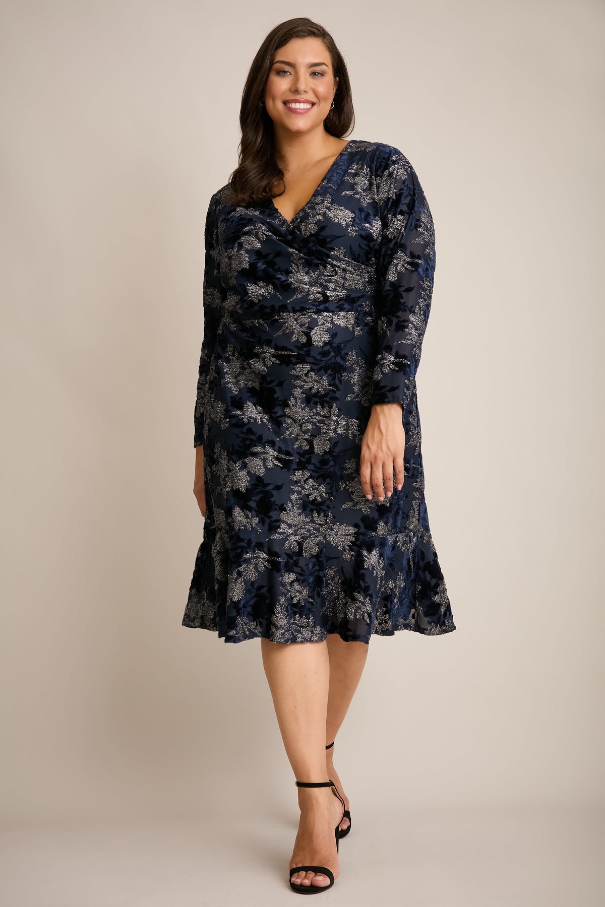 Marlise Shimmering Velvet Faux Wrap Dress - FINAL SALE