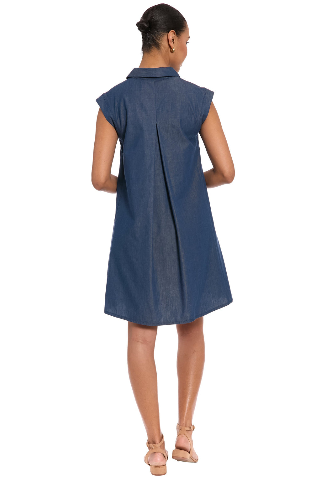 Tessa Cotton Denim Collared Sleeveless Dress
