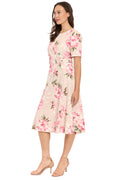 Quill Side Tab Fit & Flare in Outlined Roses - FINAL SALE