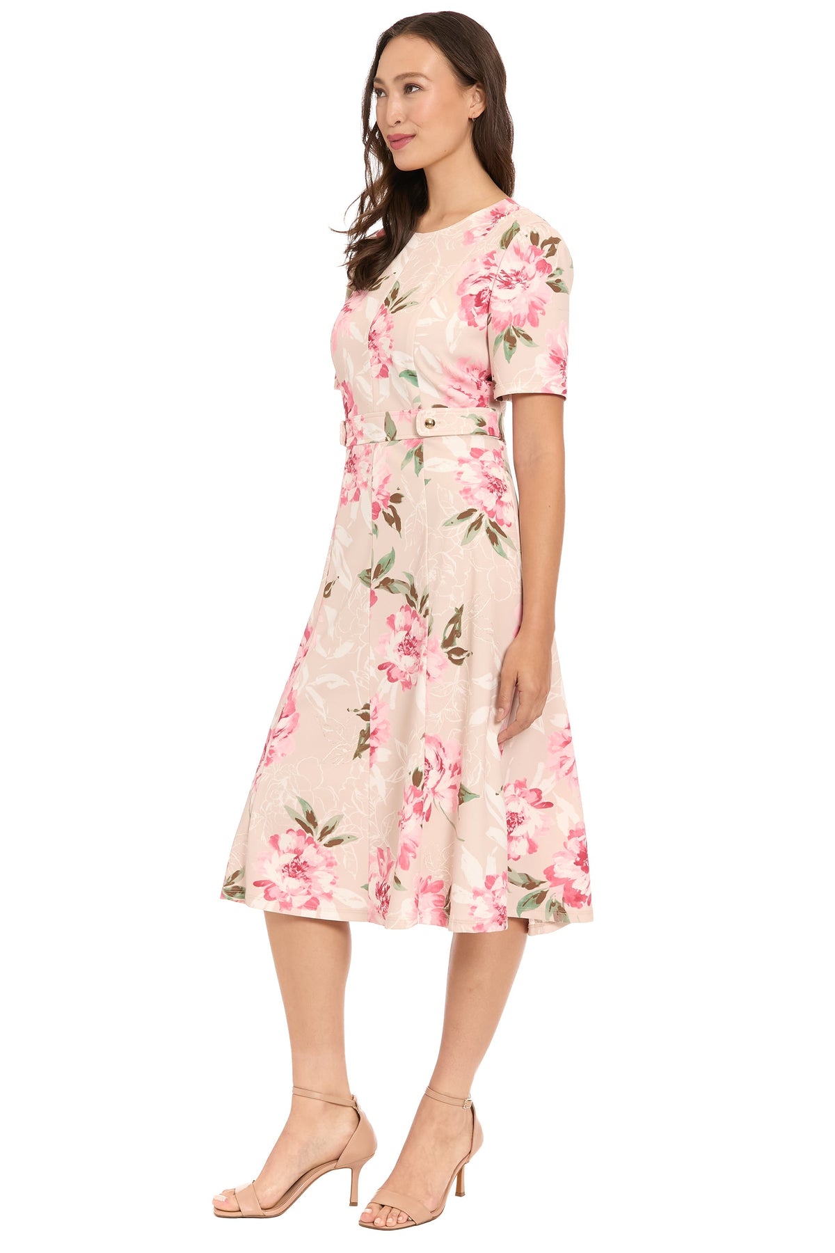 Quill Side Tab Fit & Flare in Outlined Roses - FINAL SALE