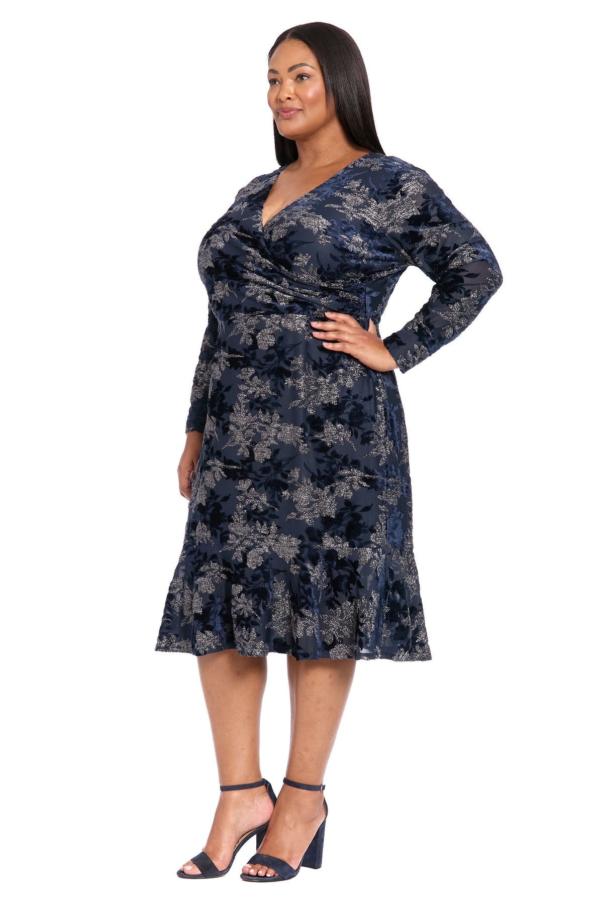 Marlise Shimmering Velvet Faux Wrap Dress - FINAL SALE