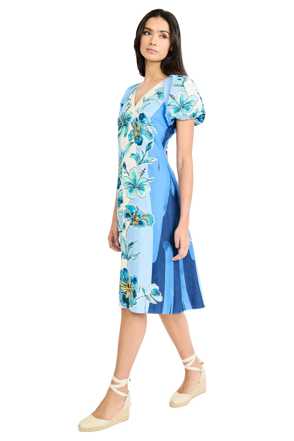 Mariel Puff Sleeve Midi in Bayside Blooming - FINAL SALE