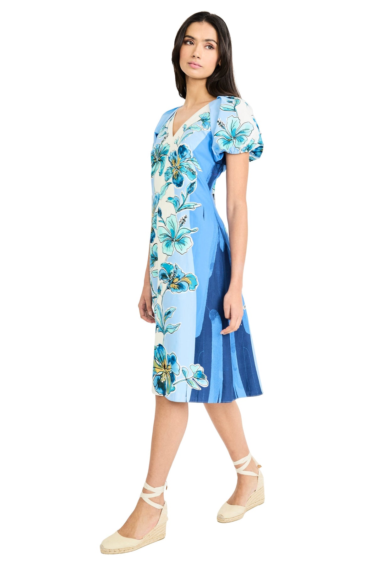 Mariel Puff Sleeve Midi in Bayside Blooming - FINAL SALE
