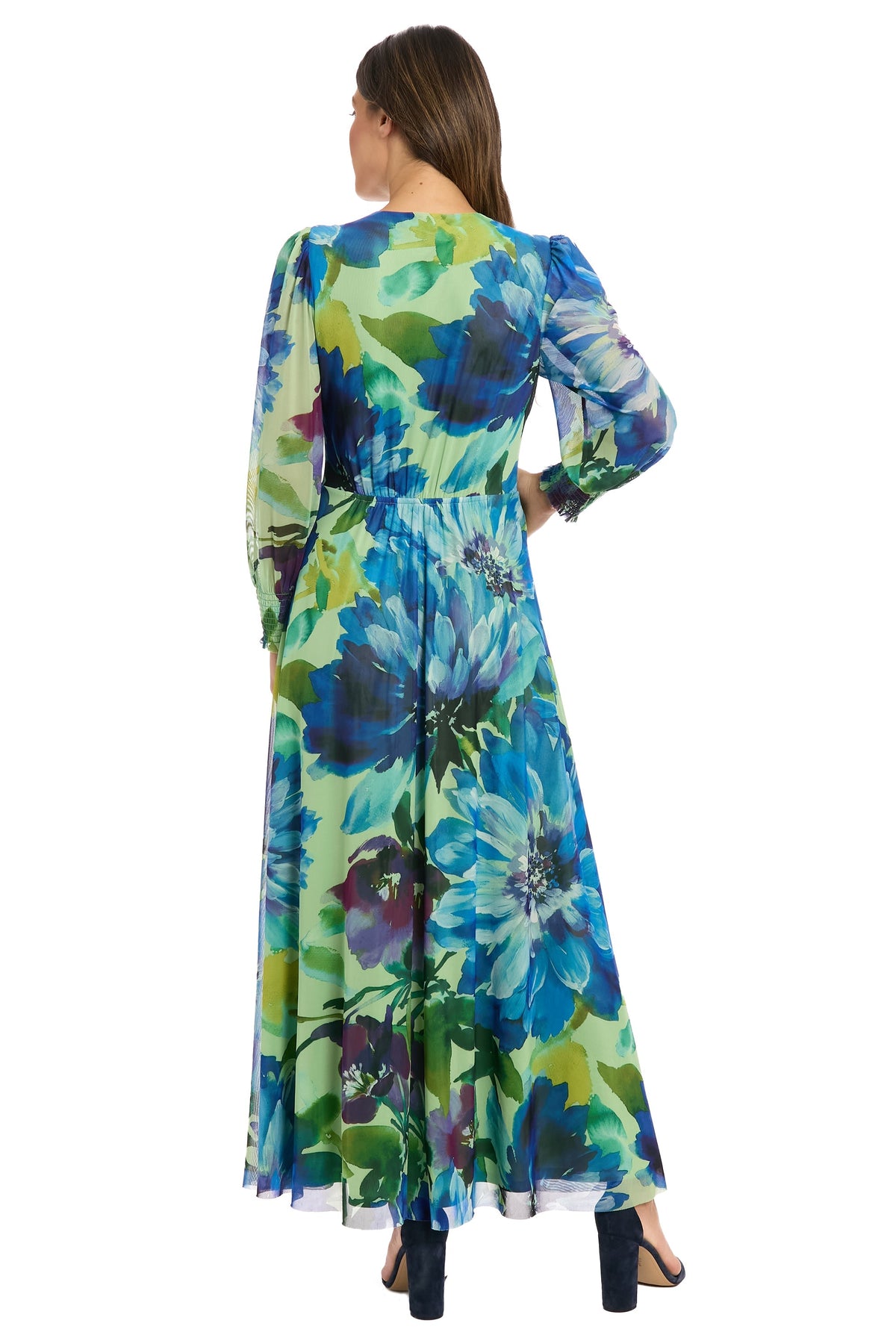 Ruth Long Bishop Sleeve Maxi in Majestic Garden