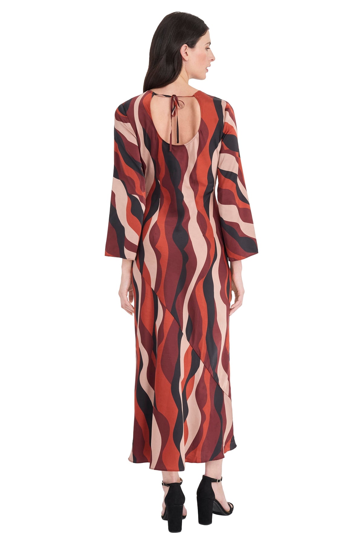 Moira Diagonal Wave Tie Back Midi Dress - FINAL SALE