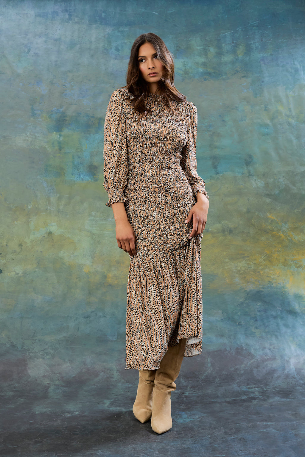 Samuel Printed Ruffled  Midi Dress - FINAL SALE