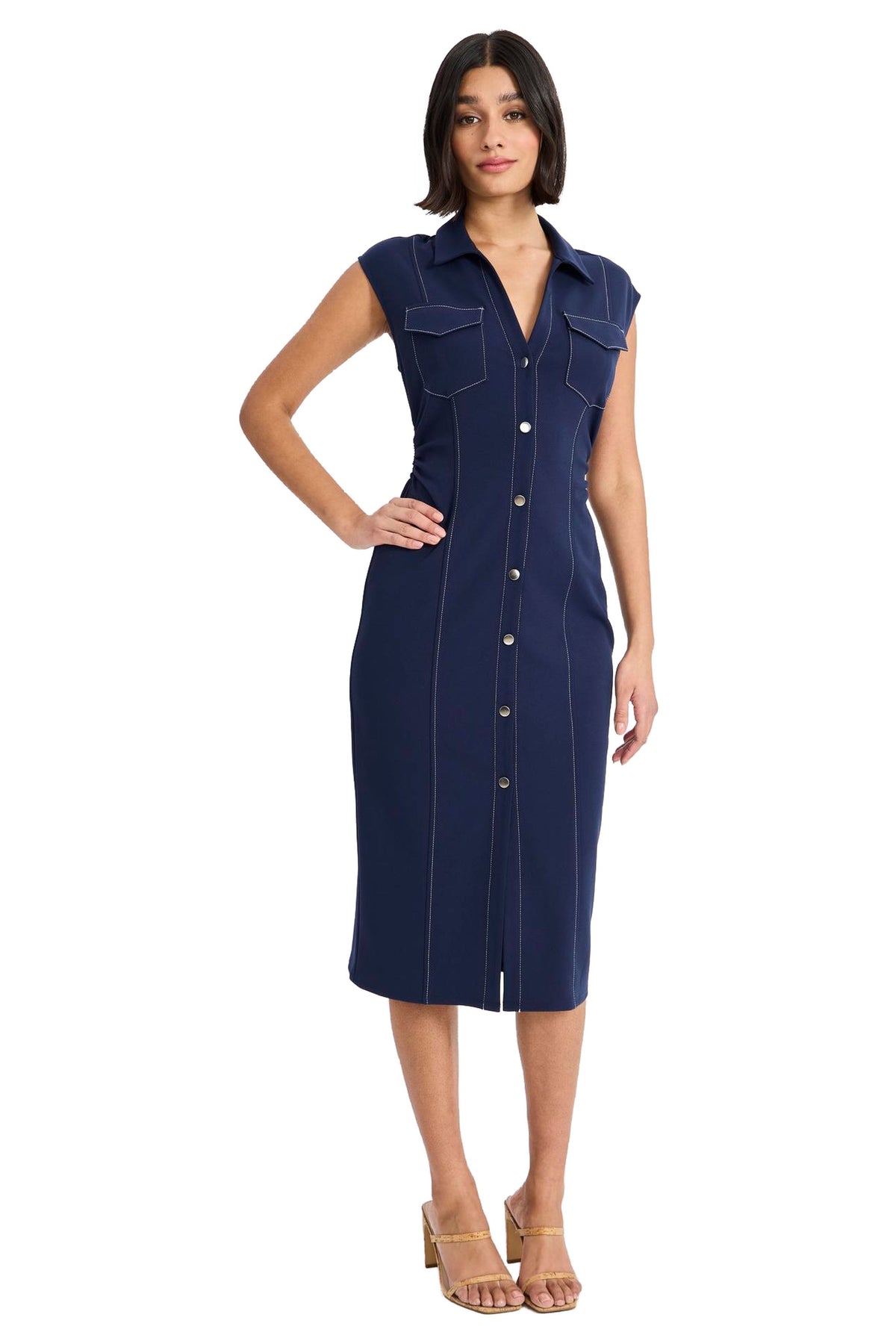 Yasmin Sleeveless Button Front Shirtdress