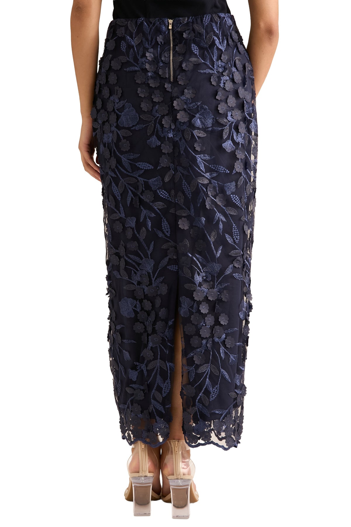 Marigold Skirt in 3D Petal Embroidery