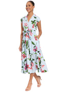 Rosemary Cotton Belted Shirt Dress in Wild Orchid