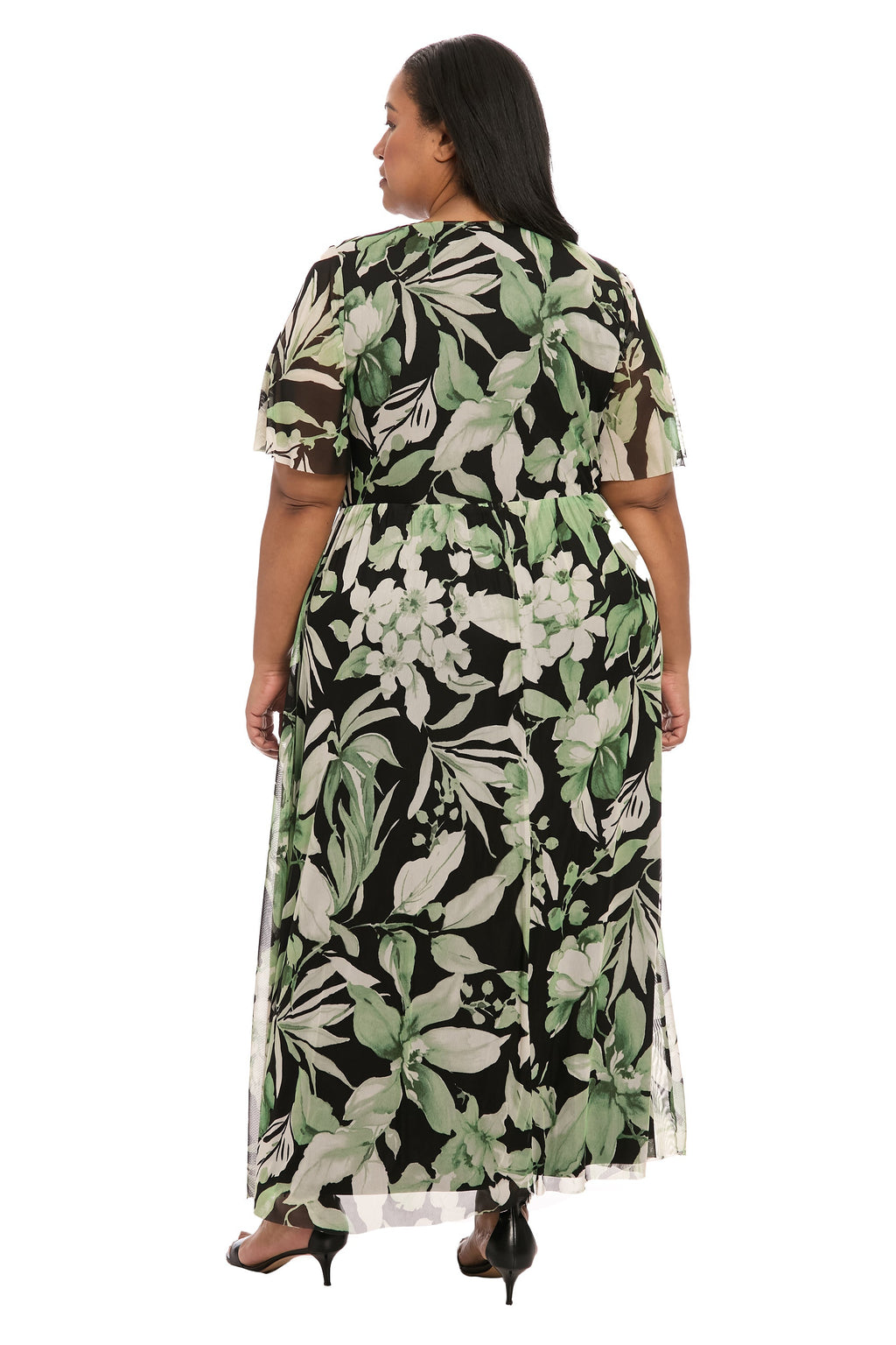 Leila Smocked Waist Mesh Maxi in Nature's Harmony