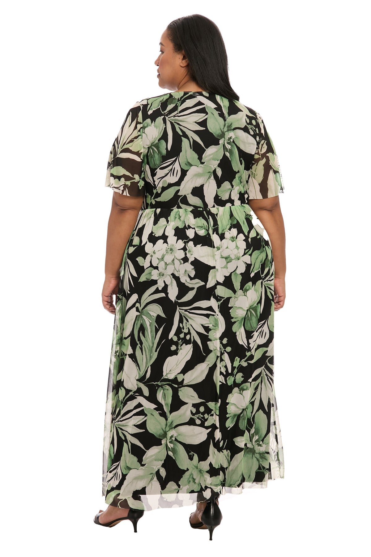 Leila Smocked Waist Mesh Maxi in Nature's Harmony