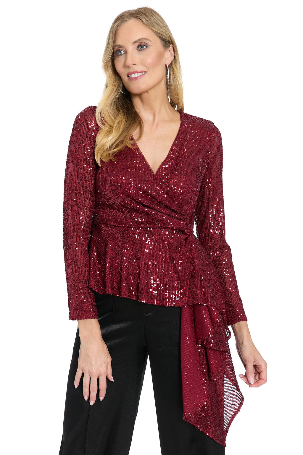 Tribeca Sequin Top Long Sleeve Peplum