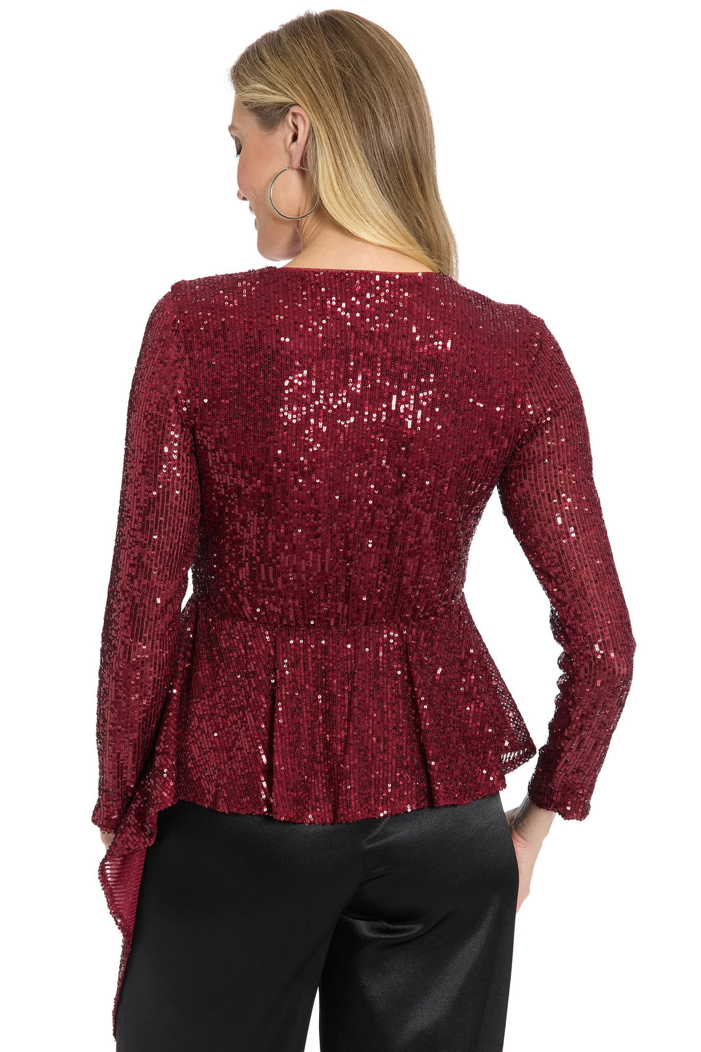 Tribeca Sequin Top Long Sleeve Peplum