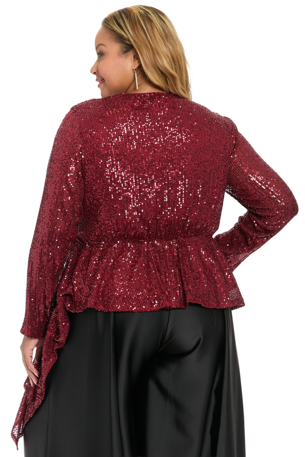 Tribeca Sequin Top Long Sleeve Peplum