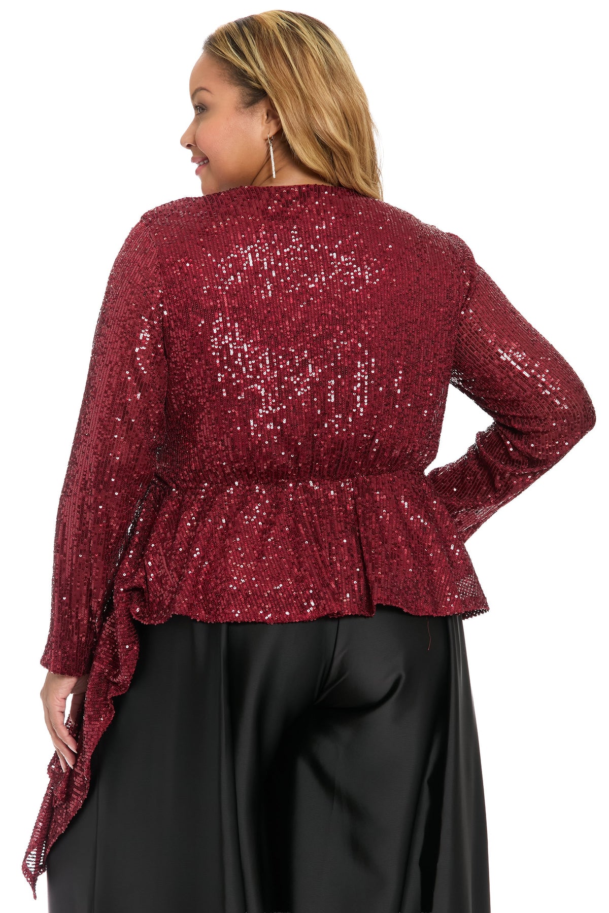 Tribeca Sequin Top Long Sleeve Peplum